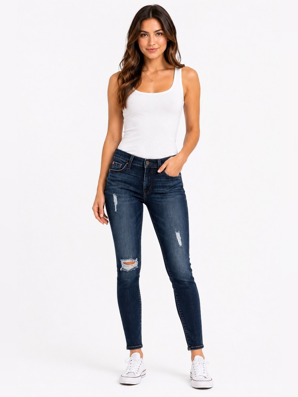 Hudson Nico Midrise Skinny Jeans Distressed Dark Wash‎ Sz 25